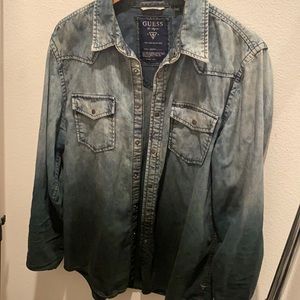Ombré Guess denim button up shirt size Large